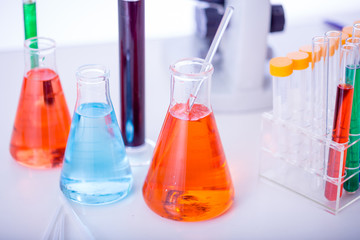 Science equipment on table