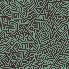 Creative Ethnic Style Square Seamless Pattern. Unique geometric vector swatch. Perfect for screen background, site backdrop, wrapping paper, wallpaper, textile and surface design. Trendy boho tile.