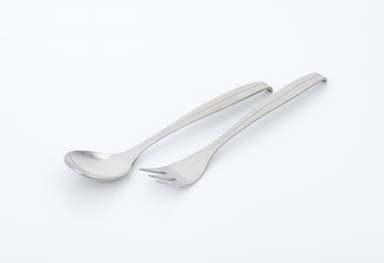Metal spoon and fork