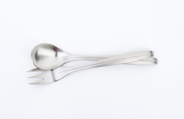 Metal spoon and fork