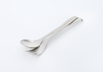 Metal spoon and fork