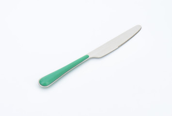 Table knife with green handle