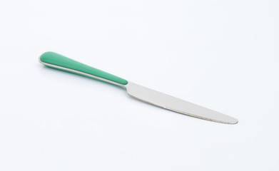 Table knife with green handle