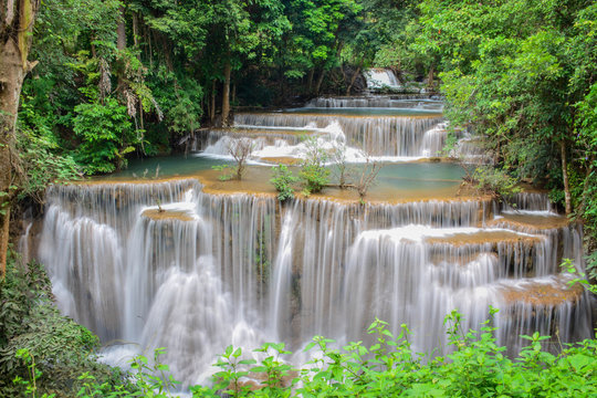 Waterfall Huai Mae Khamin Kanchanaburi Thailand Travel