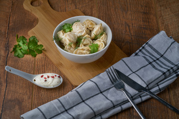 Traditional russian pelmeni