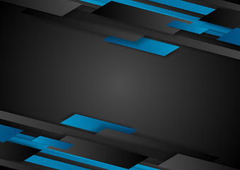 Black and blue tech geometric abstract background