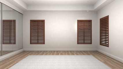 Obraz premium Empty Room Interior wooden floor modern and luxury style. 3d Render
