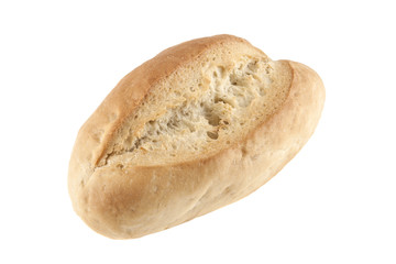 a loaf of white bread isolated on white background