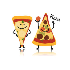 Pizza slices character, sketch for your design
