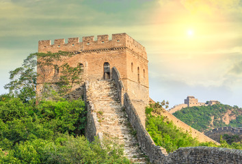 Fototapeta na wymiar Great Wall of China at the jinshanling section,sunset landscape