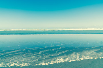 Wide and long image Muriwai Beach