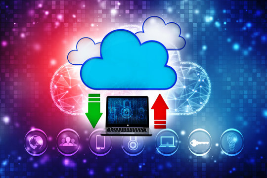 3d rendering Cloud computing concept, cloud network on digital background
