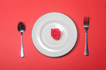 Romantic table setting for Valentines day