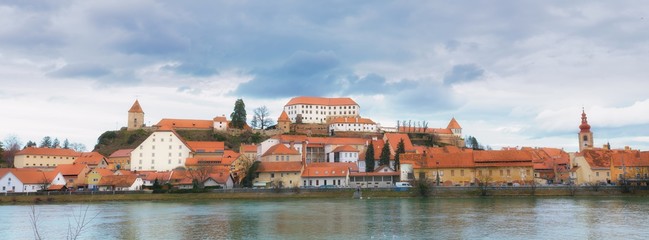 Naklejka na ściany i meble Ptuj, Slovenia, panoramic shot of oldest city in Slovenia