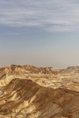 Beautiful nature desert in dry judean picturesque wilderness. Outdoor scenic landscape