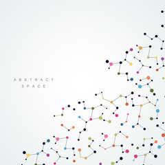 Colorful background with connection dots and lines. Graphic abstract structure