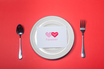 Romantic table setting for Valentines day