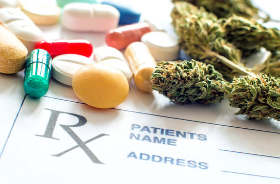 Prescription Pills With Medical Cannabis And Prescription Paper