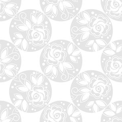 White flowers on a gray background. White  lace Texture. Seamless vector background.