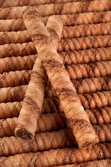 Waffle rolls stick background