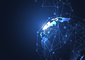 Global network connection. World map point and line composition concept of global business. Vector Illustration