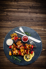 Kebabs - grilled meat and vegetables
