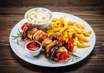 Kebab - grilled meat and vegetables