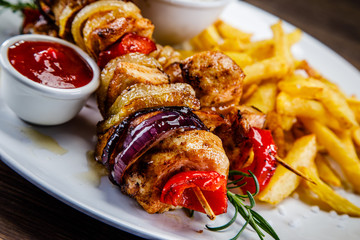 Kebab - grilled meat and vegetables