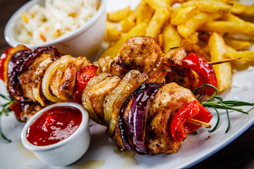 Kebab - grilled meat and vegetables