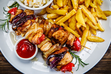Kebab - grilled meat and vegetables
