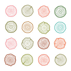 Tree rings icons vector illustration. Abstract age annual. Circle tree background