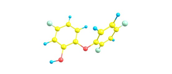 Triclosan acid molecular structure isolated on white