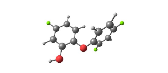 Triclosan acid molecular structure isolated on white