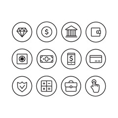 Finance thin icons. Finance icons line style vector