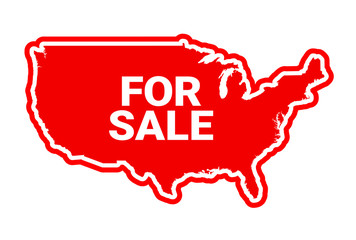 United States of America are For Sale - privatization of country and foreign investment into american industry. Investors from abroad own american business. Vector illustration