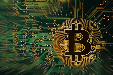 bitcoin over electronic circuit