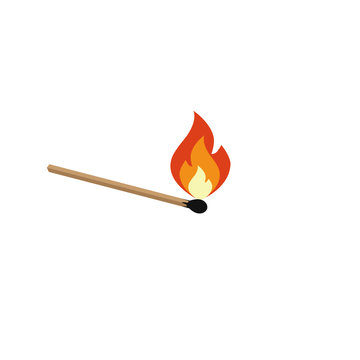 burning match illustration on white background