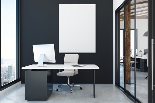 Modern office with empty poster