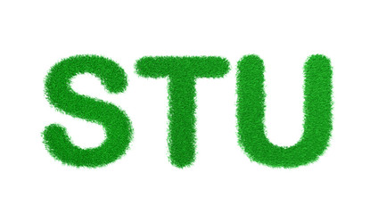 3d rendering STU letters of green grass alphabet isolated on white background