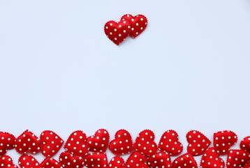 minimal style Small Red Heart on White background,Top view,flat lay,Valentine's day romantic