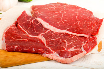 Raw beef steak