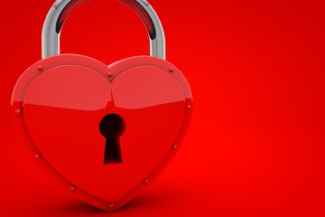 Heart shaped padlock. Valentines day love concept. 3D Rendering