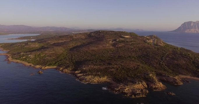 Aerial beautiful rocky coast on Sardinia island in Italy