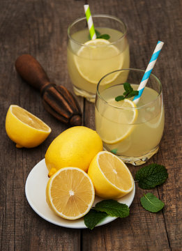 Glasses of lemon juice