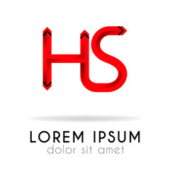 ribbon logo in dark red gradation with HS Letter