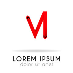 ribbon logo in dark red gradation with VI Letter
