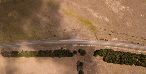 Aerial view of a road in the country side