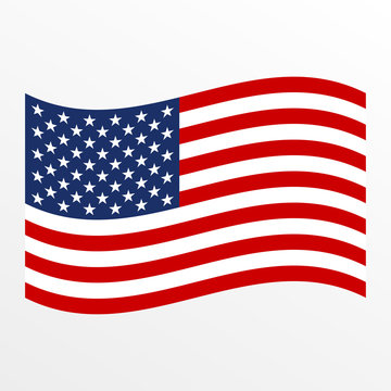 USA waving flag icon. United States of America national symbol. Vector illustration.