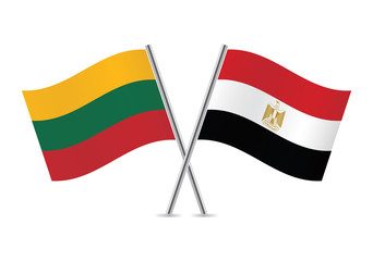 Lithuania and Egypt flags. Vector illustration.