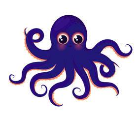 Cute blue octopus. Animal of the ocean